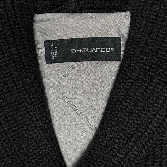 Dsquared2 Black Shawl Collar Wool Biker Jacket - Picture 4 of 11